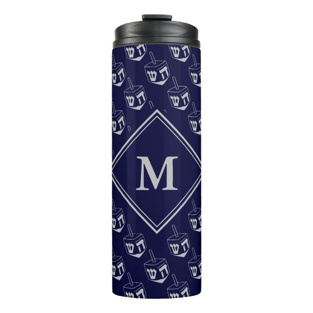 Bouteilles Isothermes Élégant DREIDEL Monogram Blue Grey (Devant)