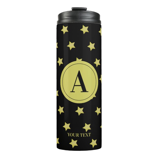 Bouteilles Isothermes Elegant Gold & Black Star Pattern Monogram (Devant)