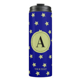 Bouteilles Isothermes Elegant Gold & Blue Star Pattern Monogram