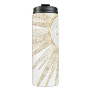 Bouteilles Isothermes Elegant Gold Doodles Sun Moon Mandala Design