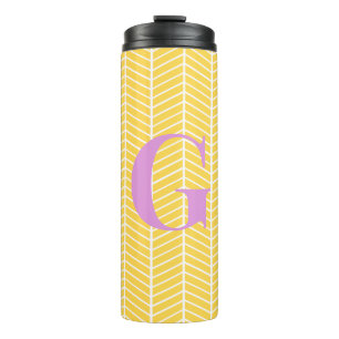 Bouteilles Isothermes Élégant Herringbone jaune Chevron ZigZag Monogramm