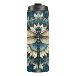 Bouteilles Isothermes Elégant Mandala de libellule bleu et blanc