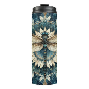 Bouteilles Isothermes Elégant Mandala de libellule bleu et blanc