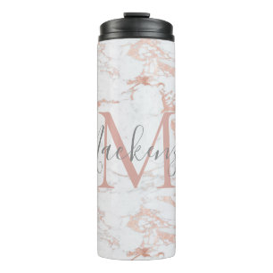 Bouteilles Isothermes Élégant marbre et Rose or monogramme