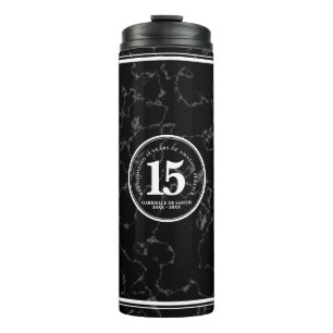 Bouteilles Isothermes Élégant marbre noir 15 ans de travail Anniversaire