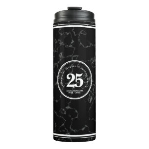 Bouteilles Isothermes Élégant Marbre Noir 25 Anniversaire du Travail