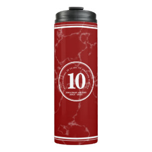 Bouteilles Isothermes Élégant marbre rouge 10 ans de travail Anniversair