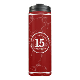 Bouteilles Isothermes Élégant marbre rouge 15 ans de travail Anniversair