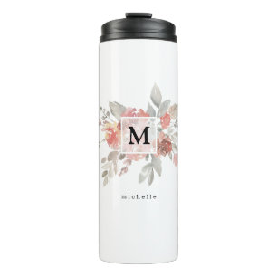 Bouteilles Isothermes Élégant Monogramme floral rose pâle