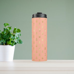 Bouteilles Isothermes Élégant Motif Coral rose et Gold Ananas