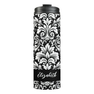 Bouteilles Isothermes Élégant motif damassé noir et blanc