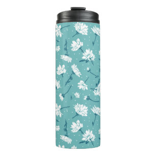 Bouteilles Isothermes Élégant motif floral - Botanique Turquoise et blan