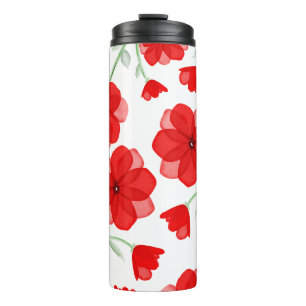 Bouteilles Isothermes Elégant motif floral de pavot rouge Aquarelle