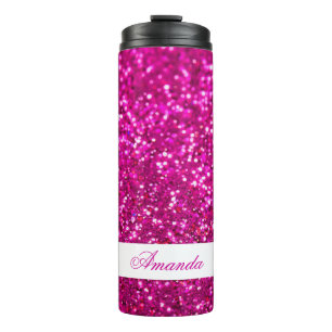 Bouteilles Isothermes Élégant Parties scintillant rose Nom personnalisé