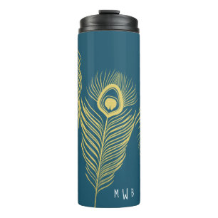 Bouteilles Isothermes Elégant Peacock Plumes Monogramme Tumbler
