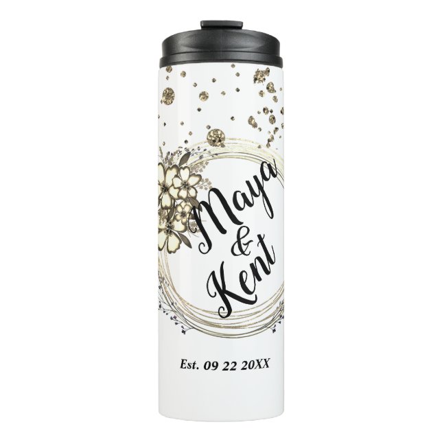 Bouteilles Isothermes Elegant Personalized Wreath Floral Glitter Wedding (Devant)