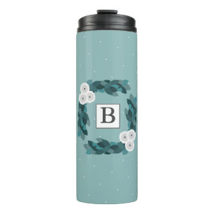 Bouteilles Isothermes Élégant Ranunculus gris Fleurs et Monogramme de fe