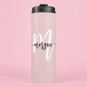 Bouteilles Isothermes Élégant rose moderne Script Girly Monogramme Nom