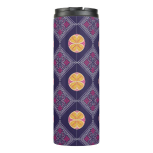 Bouteilles Isothermes Élégant tissu pourpre avec motif floral jaune