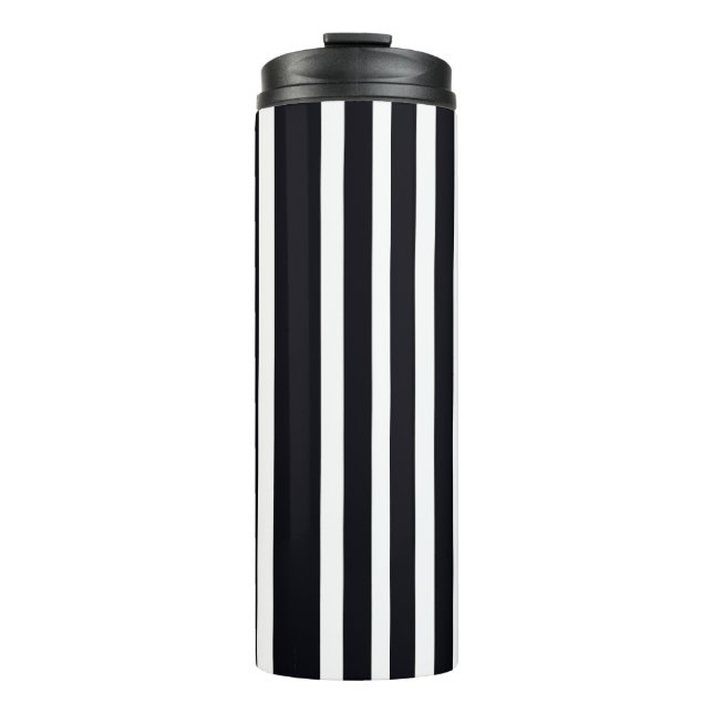 Bouteilles Isothermes Élégant Tumbler Thermique Noir Blanc rayé Art (Devant)
