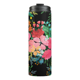 Bouteilles Isothermes Elégante aquarelle rose Bouquet floral Conception