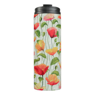 Bouteilles Isothermes Elégante aquarelle rouge rose et jaune 