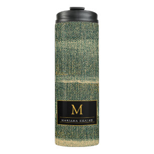 Bouteilles Isothermes Élégante brosse verte avec or et noir