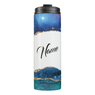 Bouteilles Isothermes Elégante Géode d'Agate d'Aqua Bleu Galaxy