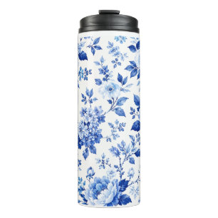 Bouteilles Isothermes Élégante impression florale bleue et blanche