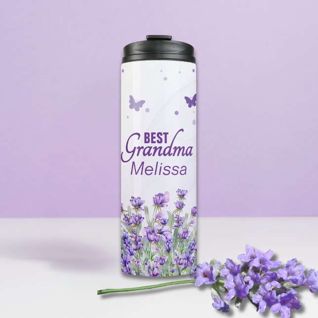 Bouteilles Isothermes Élégante Lavande Violette Meilleure Grand-Mère Ave (Créateur téléchargé)
