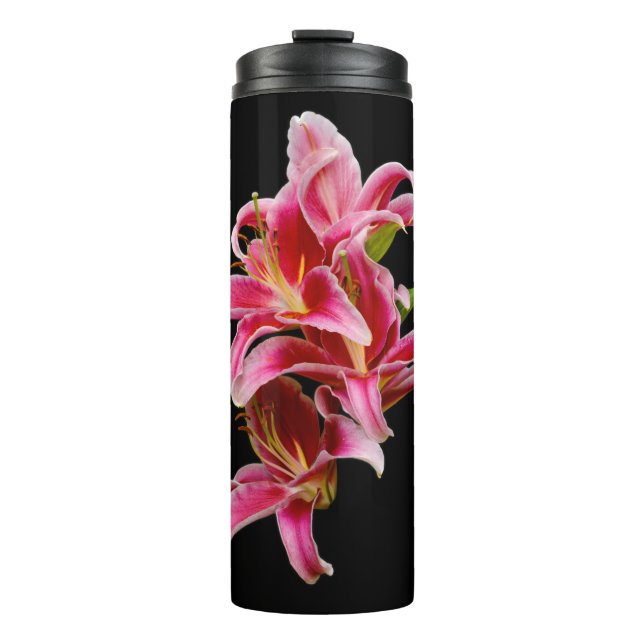 Bouteilles Isothermes Élégante Lys Orientaux Rose Fleurs (Devant)