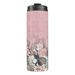 Bouteilles Isothermes Élégante Parties scintillant dorée rose floral 