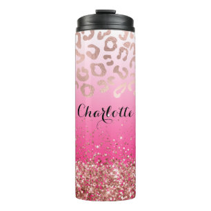 Bouteilles Isothermes Élégante Parties scintillant rose chaud Leopard Om