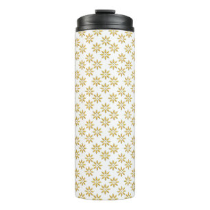 Bouteilles Isothermes Élégantes fleurs d'or motif blanc