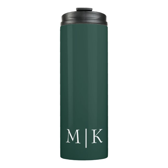 Bouteilles Isothermes Emerald Green et White | Monogramme moderne (Devant)