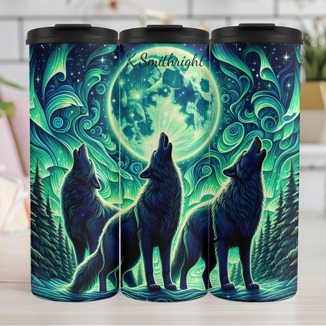Bouteilles Isothermes Emerald Moon Wolf Pack Howling (Créateur téléchargé)
