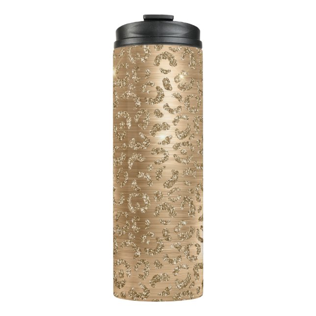 Bouteilles Isothermes Empreinte de léopard Gold Glam Parties scintillant (Devant)