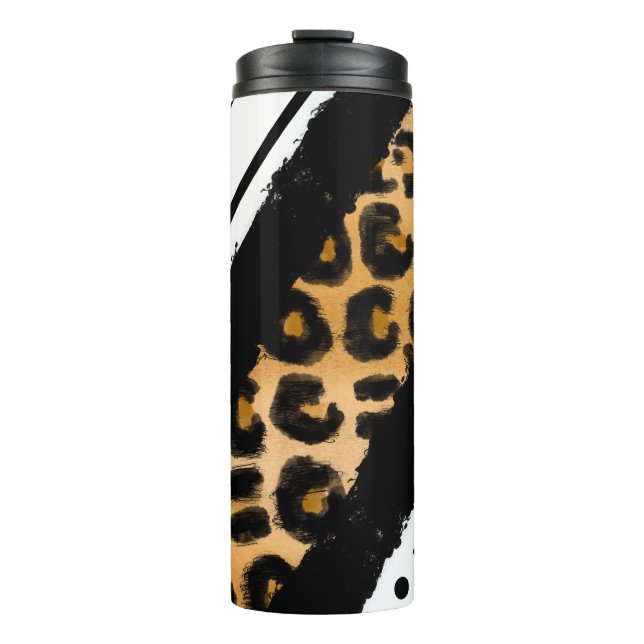 Bouteilles Isothermes Empreinte de léopard, Pois noirs et blancs, Grille (Devant)