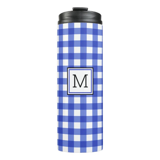 Bouteilles Isothermes En vichy Bleu Vérifier Monogramme Paruline thermiq (Devant)