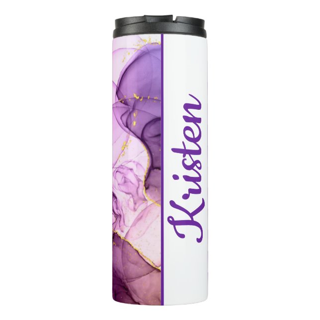 Bouteilles Isothermes Encre D'Alcool Violet Avec Nom Or (Dos)