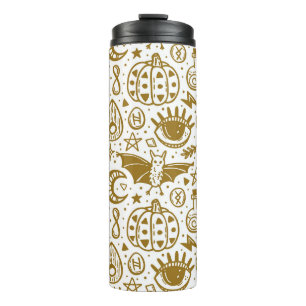 Bouteilles Isothermes encre dorée d'Halloween, motif en silhouette sans