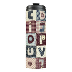 Bouteilles Isothermes Ensemble de lettres alphabétiques en style patchwo