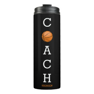 Bouteilles Isothermes Entraîneur de basket-ball nom personnalisé Noir