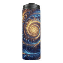 Espace Abstrait moderne Royal Blue et Gold Swirls