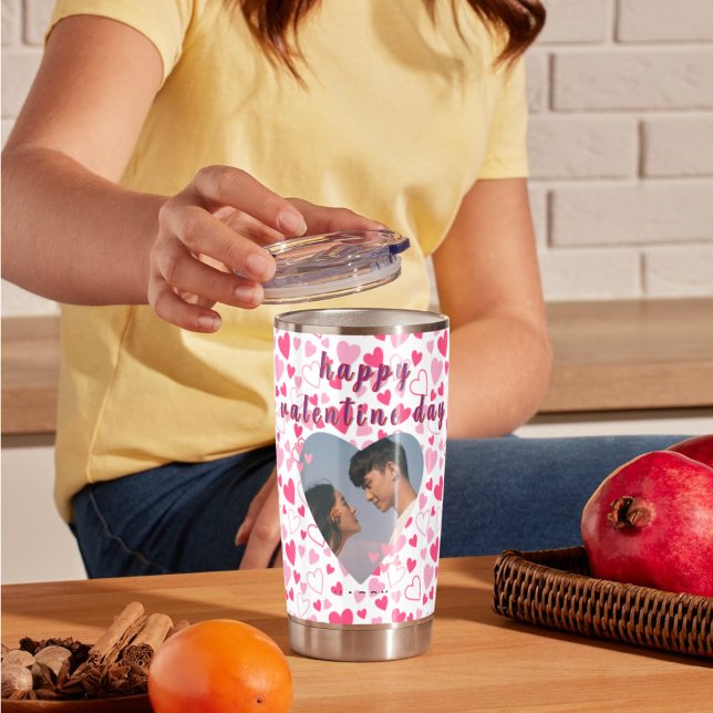 Bouteilles Isothermes Esthétique gris et rose Saint Valentin Photo (personalised cute valentine tumbler)