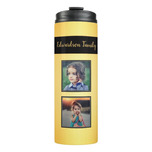 Bouteilles Isothermes Faites votre propre photo collage monogramme or (Devant)