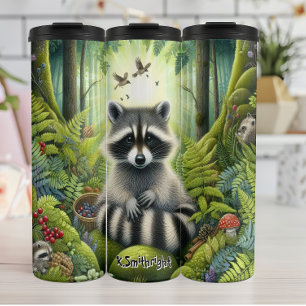 Bouteilles Isothermes Famille Raccoon dans Sunlit Forest