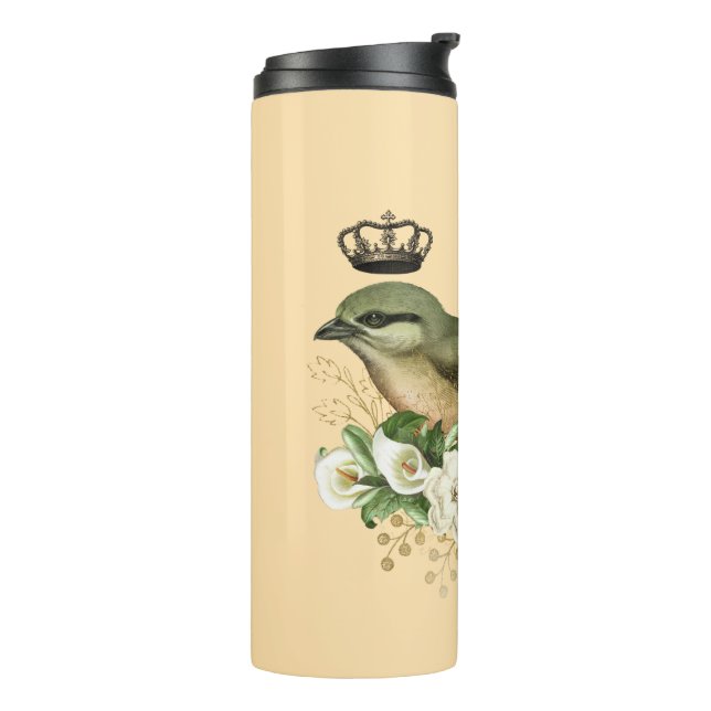Bouteilles Isothermes Fancy Crown Bird on Peach Personnalisé (Tourné sur la gauche)
