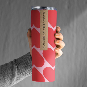 Bouteilles Isothermes Fancy Romantique Rouge & Coeurs Rose Motif Avec No