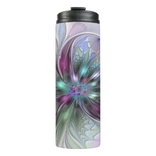 Bouteilles Isothermes Fantaisie Abstraite Moderne Fleur Fractale Colorée
